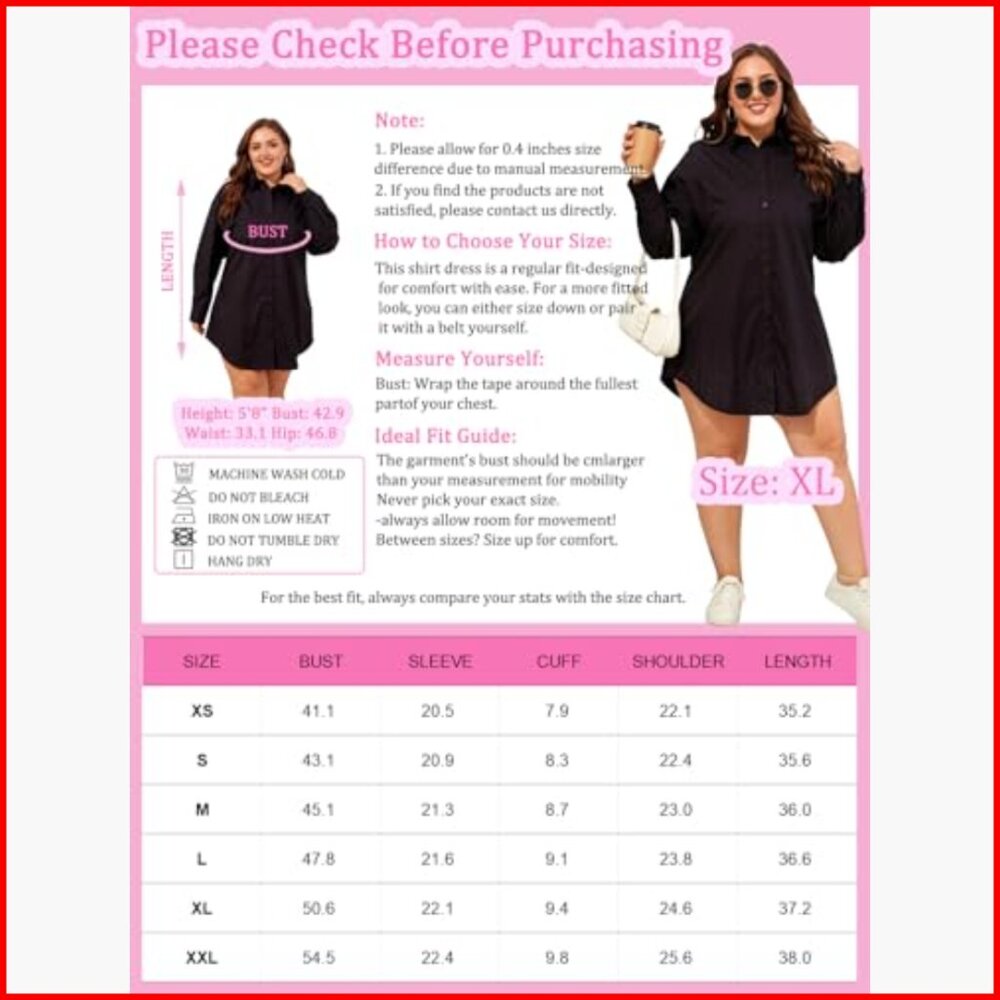 Long Sleeve Button Down Midi Dress Slim Fit Business Casual Office Wear - Picture 5 of 7